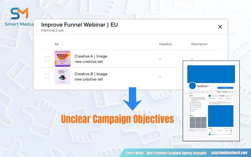 Failing to target the right objective when planning a Facebook advertising campaign.